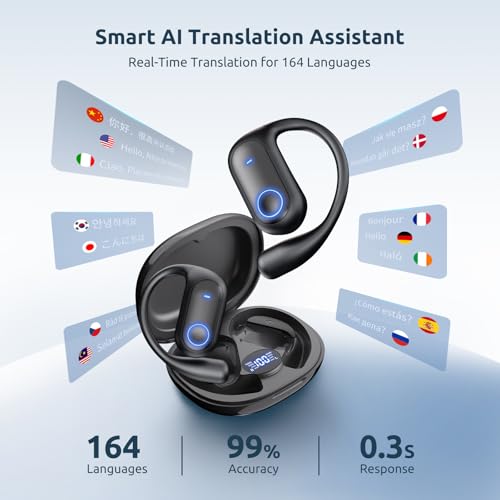 ZOOBELIO AI Translation Earbuds Real Time - 164 Languages Translator Earbuds with 8 Modes, 80H Battery Life 5-in-1 Translating Headphones Bluetooth Wireless for Travel Business Learning — view 2