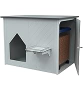 PALRAM Pets Archie Multifunctional Pet Furniture, 3 in 1 Cat House w/Food Storage Cabinet/Pet Toy...