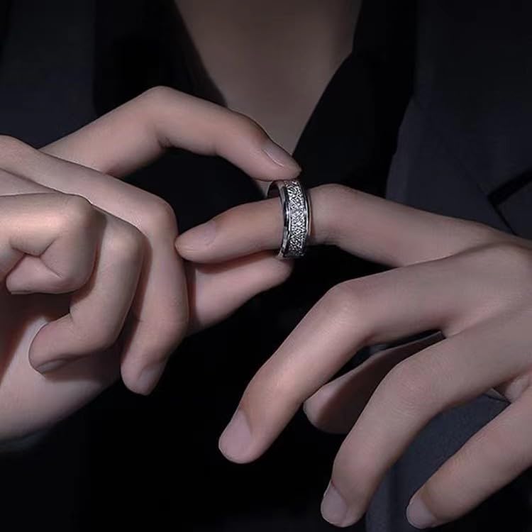 Stainless Steel Titanium Mens Finger Thumb Ring in Silver Tone, Silver Rings for Men, Mens Promise Rings, Wedding Band Comfort Fit, Size 7-123