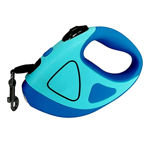 Hundeleine, einziehbar, flexibel, mit Taschenlampe, ausziehbare Hundeleine, 360 ° verwicklungsfrei, 5 m, starkes Nylonband, Schloss für kleine/mittelgroße/große Hunde und Katzen (blau, L) Cover
