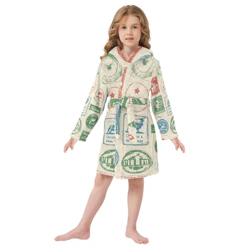 Colorful Stamp Christmas Seamless Hooded Pajama Sleepwear For Girls2