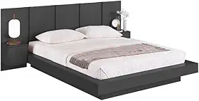 Cama Suspensa Casal Queen com Cabeceira e 2 Mesas de Cabeceira Cj075 200cm Grafite - Art In Móveis