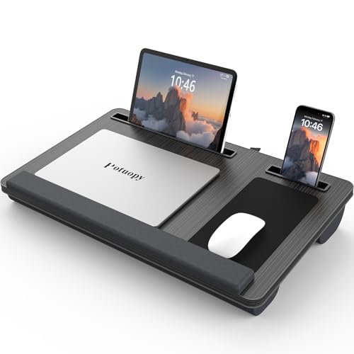 Potuopy Lap Desk - Up to 17&rdquo; Laptop Tray with Wrist Rest, Portable Handle, Fixed Mouse Pad, Tablet...