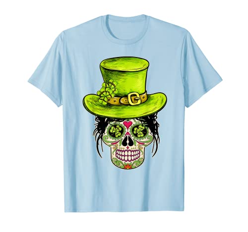 St Patricks Day Sugar Skull Shamrocks Irish Funny Girl Women T-Shirt