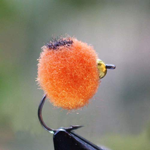 Tigofly 36 Pcs Orange/White/Red Brass Beadhead Egg Fly Glo Bug Fly Fishing Flies Lures Free Fly Box (Orange) #TOP11