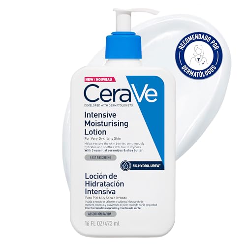 CeraVe Loción Hidratante Intensiva, Para Pieles Muy Secas e Irritadas, Restaura la Barrera Protectora, Enriquecida con Ceramidas Esenciales y Manteca de Karité, 473 ml