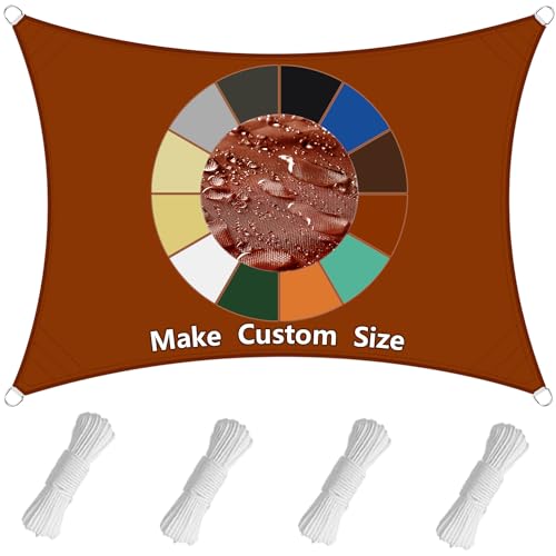 Sonnensegel Rechteck (20 Farben und 99 Größen) Sonnensegel Wasserdicht Sonnenschutz,PES Polyester 98% UV-Schutz Überdachung Plane für Garten Outdoor- 1X2m Rostig Rot