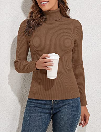 Image of PrettyGuide Women's Ribbed Turtleneck Long Sleeve Sweater Tops