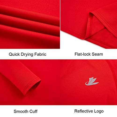 Devoropa Youth Boys Compression Shirt Long Sleeve Football Baseball Undershirt Quick Dry Sports Baselayer Red L - Thumbnail 6