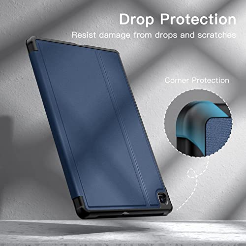 Image of JETech Folio Case for Samsung Galaxy Tab S6 Lite 10.4 inch, Navy | Multi-Angle Stand Cover, S Pen Holder, Slim Protective Cover, Auto Wake /Sleep