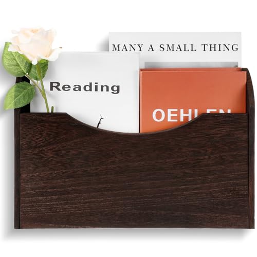 Suzile Wall Mounted File Holder Wood Magazine Holder Wall Hanging File