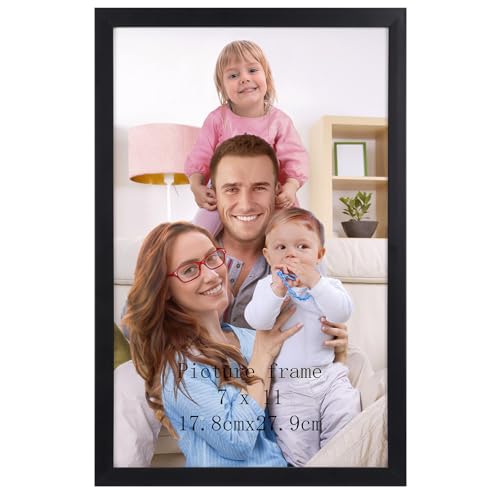 Giftgarden 7x11 Picture Frame Black 7 by 11 Thin Photo Frame for Wall Tabletop Display Single