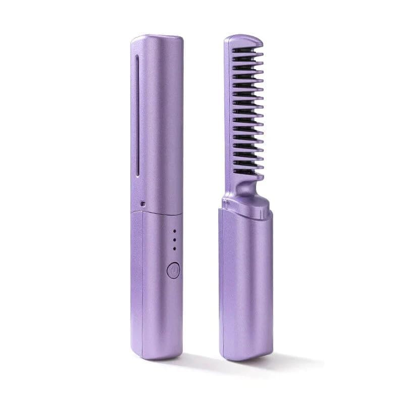 Sreevara Rechargeable Mini Hair Straightener Electric Comb Brush for women,Electric Comb Brush for women, Wireless Hair Styling Comb Ceramic 3 Gear Control – Intelligent Shutdown