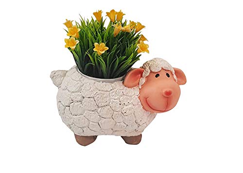 Image of Resin Pots Planter Combo Set of 6 Animals Shape Resin Succulent Pot Succulent Planter Flower Pots Indoor Container for Garden and Office Table (Big Sheep Pot)