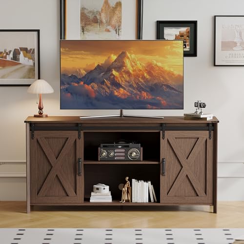 Claiks Farmhouse TV Stand with Power Outlet for TV up