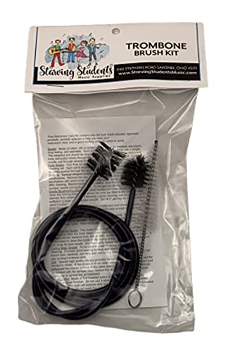 Starving Students Music Supplies - Trombone Brush Kit | 42" Flexible Vinyl Snake & Brass Mouthpiece Brush | Safely Cleans Interior Grime | Product made by Superslick