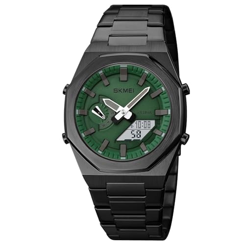 Image of SKMEI Stainless Steel Men Analog Watch Dual-Display Electronic Watch with Luminous 30M Waterproof Watch Fashion Multifunctional Sports Watch for Men- 1816