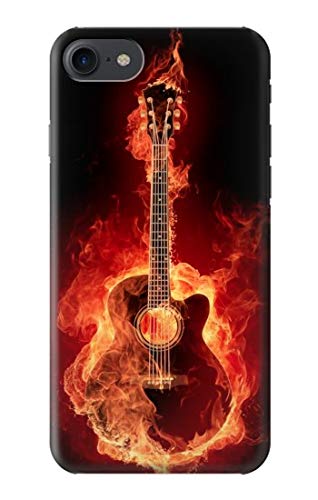 Coque iPhone 7 8 SE motif Fire Guitar housse de protection rigide