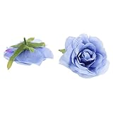 seidenrosen zum anstecken Gut gemacht Fenteer 10x Elegante Seidenrosen Rosenblüten Blumeblüten Blumenköpfe DIY für Haarclip oder Brosche - Blau