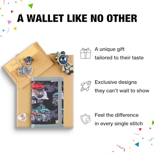 Image of Kids Wallet for Boys Ages 4-12, Monster Truck Boys Wallet for Kids, Toddler Wallets with Coin Pocket, Novelty Christmas & Birthday Gift
