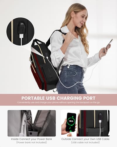 Image of LOVEVOOK Laptop Backpack Purse for Women, 15.6 inch Laptop Bag for Travel with USB Port, Water Resistant Lightweight Daypacks for College Work Business, Nurse Teacher Computer Backpacks
