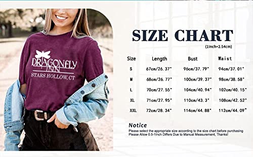 Women Gilmore Cotton T-Shirt Dragonfly Inn Stars Hollow Shirt For Girls Mom Funny Dragonfly Graphic Printed Athletic Short Sleeve Tee Tops(Purple Xl) #TOP6