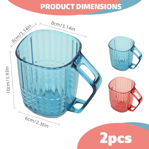 Image of HASTHIP 2-in-1 Mouthwash Cup with Toothbrush Holder - Inverted Drying Design, Tilted Upside-Down Cup for Quick Drainage, Stylish Hammered Pattern Clear Mouthwash Cups, Pack of 2