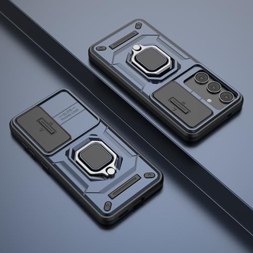 Image of Thermoplastic Polyurethane Camshield Pro Case With Slide Camera Protection And Ring Stand Bumper Back Case Cover For Samsung Galaxy S25 5G (Blue)