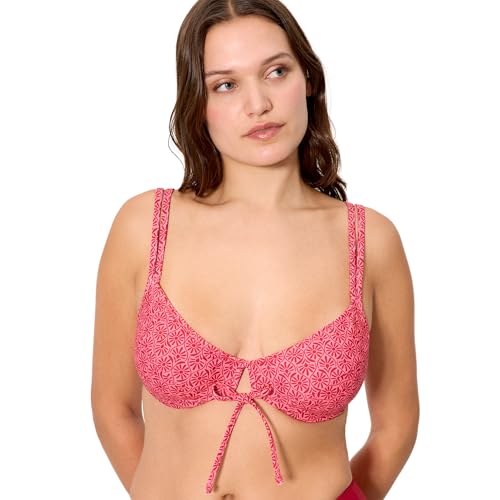 YSABEL MORA. Top Bikini Reductor Copa D. Minimiza El Pecho con Elegancia Sin Relleno Proporcionando Soporte Seguro .Colección Cherry.