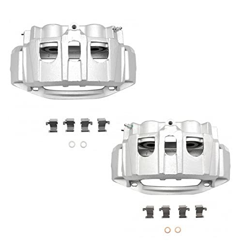 Image of TRQ Rear Brake Caliper Set Zinc Coated Brackets Hardware Compatible with 2008-2014 Ford E-150 2008-2014 E-250 2008-2019 E-350 Super Duty