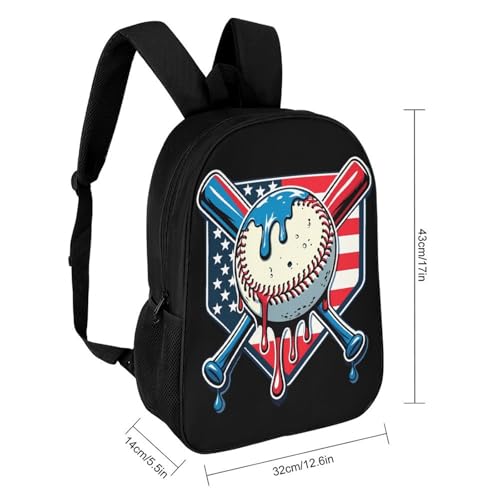 Baseball Drip Ice Cream American Flag Game Day Backpack Simple Leisure Travel Backpack Outgoing Daypack 17 Inch2