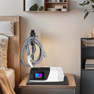 CPAP Protector Mat & CPAP Hose Holder - Bedside Organizer with Retractable CPAP Hook for CPAP Mask & Tubing, Keeps CPAP Supplies Neat and Tidy, Enhances Sleep Quality (Black)