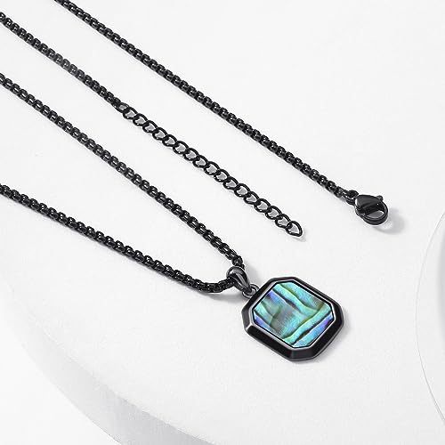 Opal Necklace 925 Sterling Silver Men's Necklaces Pendant Black Necklace for Men Opal Jewelry Gifts for Women Teen3