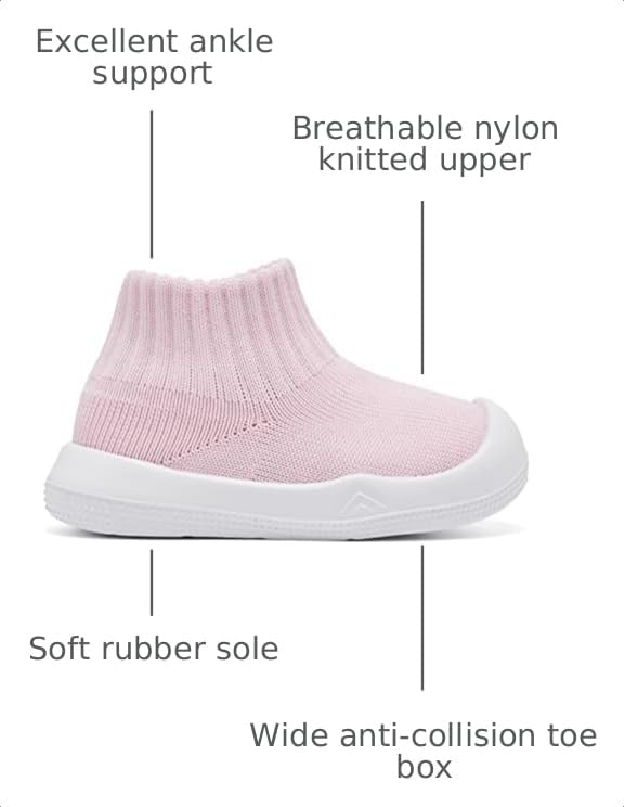 Image of Eashi Baby Boy Girl Non-Skid Indoor Infant Walking Shoes Breathable Warm Elastic Sock Shoes with Memory Sole Protect Toes Outdoor Sneakers