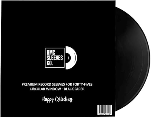 BMC 50 - Fundas interiores de disco de vinilo para 7 pulgadas, 45 RPM EP, fundas de papel negras para almacenamiento premium, calidad de archivo