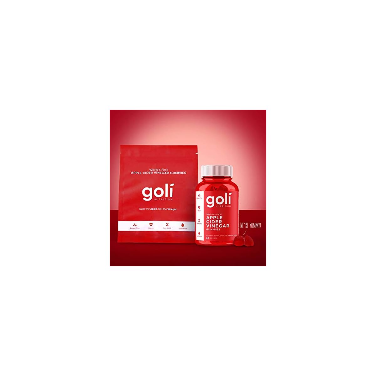 Goli Apple Cider Vinegar Gummy Vitamins 60 Count Vitamins B9 & B12