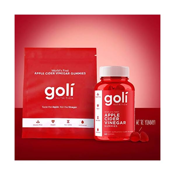Apple-Cider-Vinegar-Gummy-Vitamins-by-Goli-Nutrition-Immunity-Detox-1-Pack-60-Count-with-The-Mother-Gluten-Free-Vegan-Vitamin-B9-B12-Beetroot-Pomegranate Goli Apple Cider Vinegar Gummy Vitamins - 60 Count - Vitamin B12, Gelatin-Free, Gluten-Free, Vegan & Non-GMO