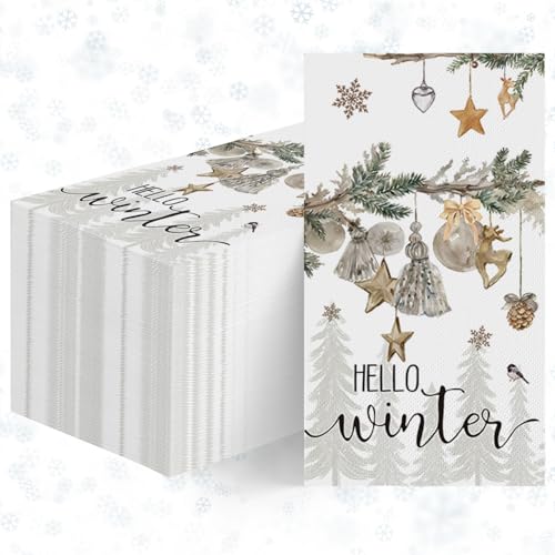 Toalla de mano decorativa Horaldaily con motivos de pino y estrella navideña
