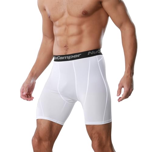 NuCamper Cueca boxer masculina de compressão, elastano, camada de base, para treino, treino, fresca,