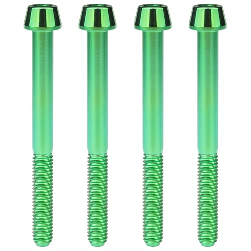 Image of Titanium Ti Bolt M5x9 16 18 20 25 30 35 40 45 50 55 60mm Tapered Head Screws Pack of 4 (M5x50mm, Green)