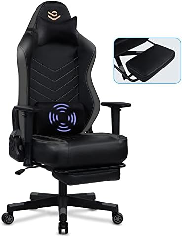 Gaming Chair with Footrest Grey Recliner Chair Rocking Ergonomic Massage Office Computer Chair High Back with Headrest & Lumbar Support Racing Gaming Chair for Adults & Teens
