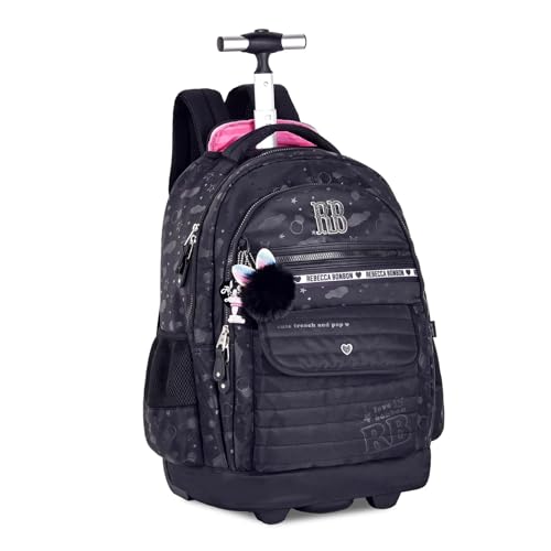 Mochila de Carrinho Rebecca Bonbon Nylon com Estampa Holográfica 19' RB24586 (Preto)