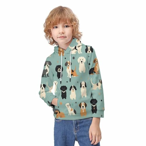 Sweat à capuche chien 3D pour garçon de 12 à 14 ans avec poches - 3