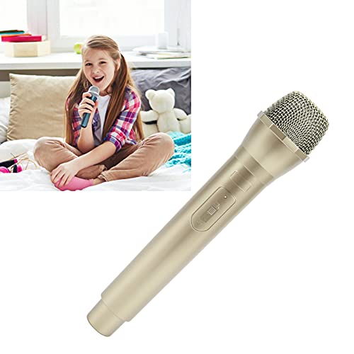 Akozon Bedazzled Microphone, Toy Microphone, Realistic Prop Plastic Microphone for Karaoke Fun Stage or Costume Prop Birthday Party Favors Prop Microphone (Golden)