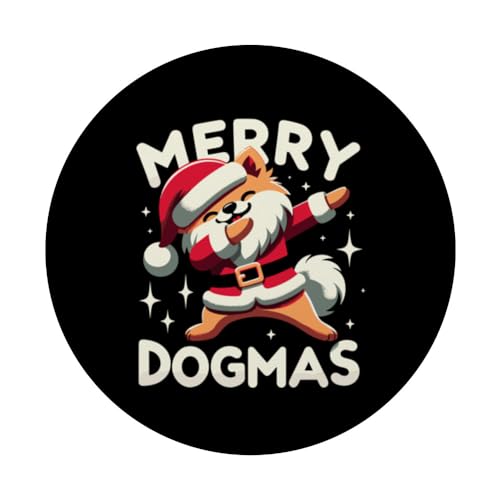 Merry Dogmas Dab Pose Golden Retriever Dog Christmas Santa PopSockets Swappable PopGrip, Black - Image 3