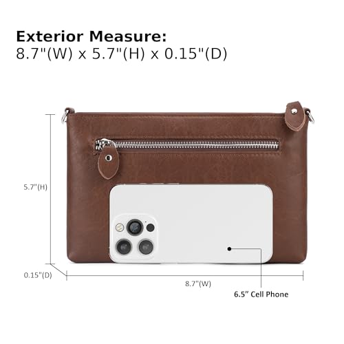 Image of befen Genuine Leather Wristlet Clutch Wallet Purses Small Crossbody Bags for Women with RFID Blocking Card Slots