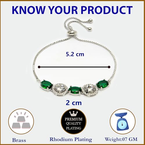 Image of ZENEME Rhodium Plated Brass Crystal Stylish Silver Plated American Diamond Melodic Opulence Bracelets For Women & Gifts For Girls Jewellery