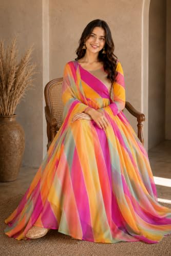 BANDRAGIRLS Rayon Printed Anarkali Gown Set - Image 5