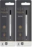 Parker recharge pour rollerball, pointe moyenne, encre noire (Lot de 2)