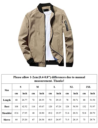 Lavnis Men'S Flight Bomber Jacket Lightweight Softshell Coat Sportwear Zipper Windbreaker Khaki Xl thumb #5